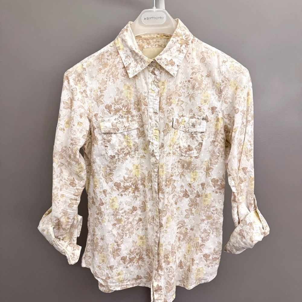 Denver Hayes Floral Pattern Boho Casual Hippie Button Down Shirt Blouse Medium - Picture 2 of 15